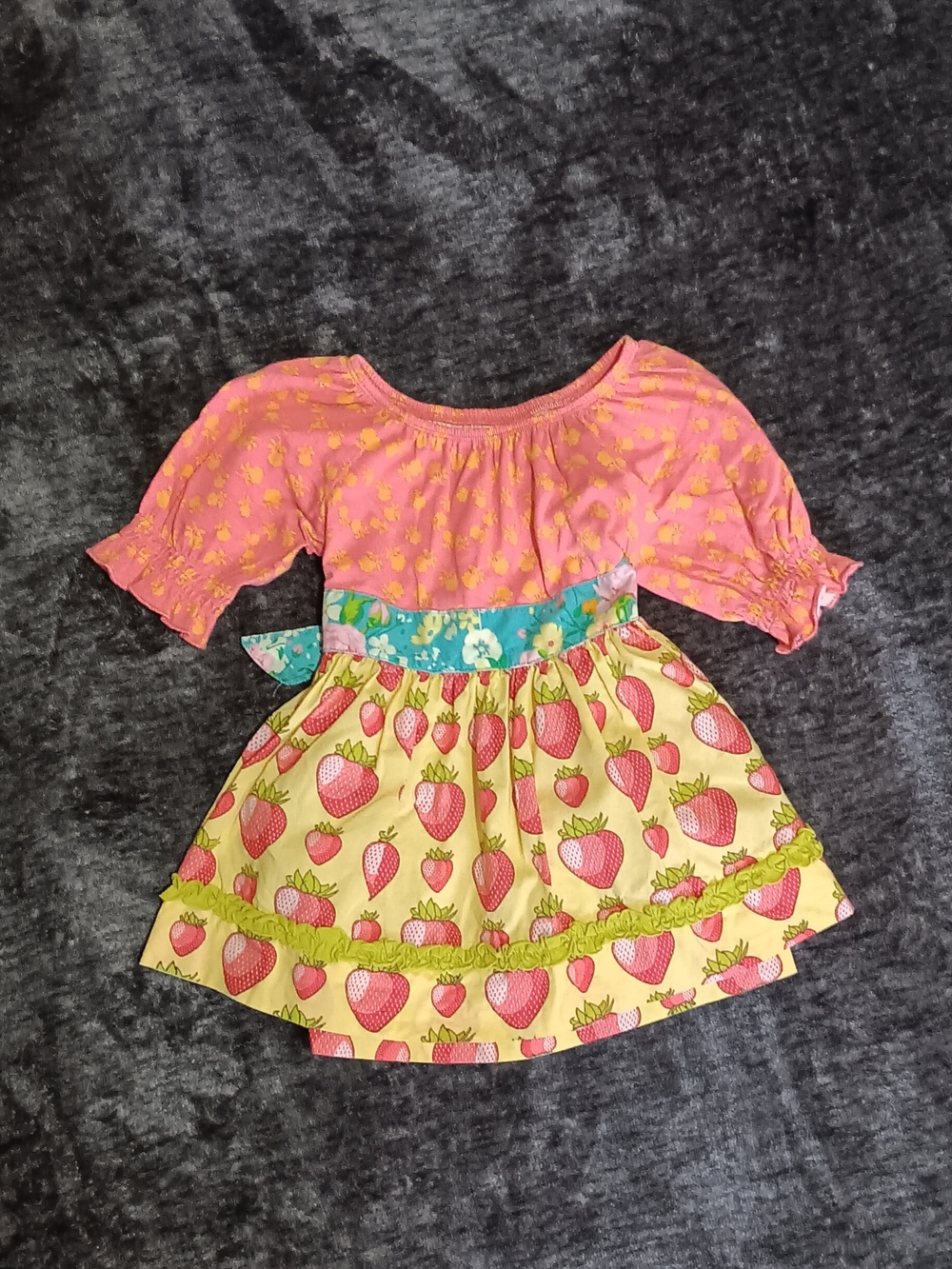 Matilda Jane Girls Fit & Flare Pink Strawberry Floral Multicolor Dress Size: 4